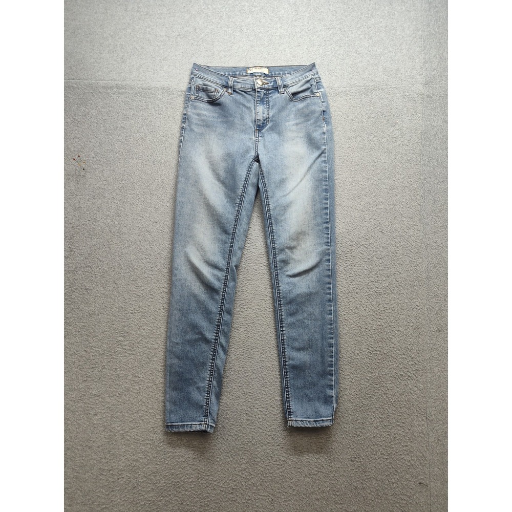 Free People Women Jean 25 Blue Denim Cotton Blend Skinny Mid Rise Stretch Retro